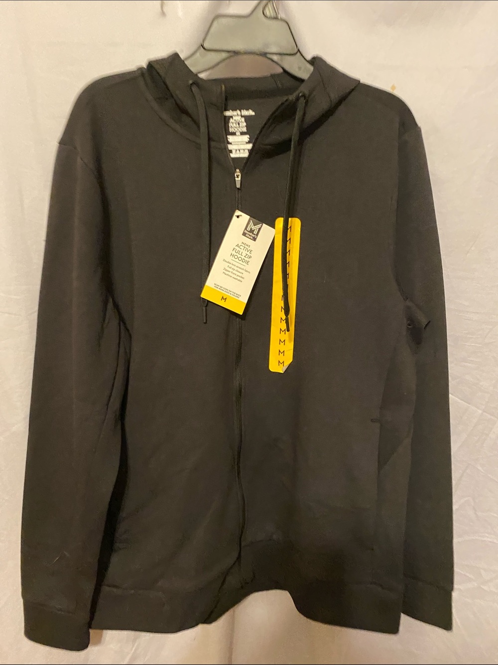 Men's Black Zip-Up Hoodie with Yellow Accent